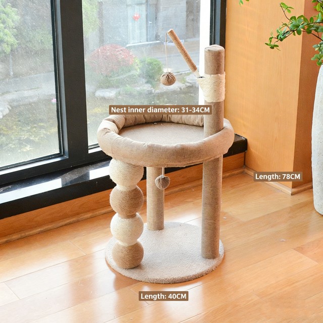 Ylellinen sisalpallo ja pehmo Nook Cat Tree – ymp&auml;rist&ouml;yst&auml;v&auml;llinen monik&auml;ytt&ouml;inen lemmikkiel&auml;insatama