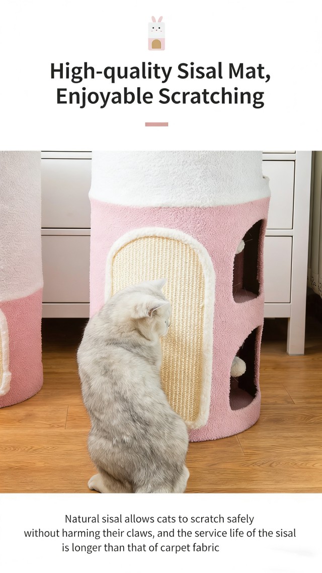 Meduim Lindo Conejo de Doble Capa Barril de Sisal &Aacute;rbol para Gatos con Estilo Nido