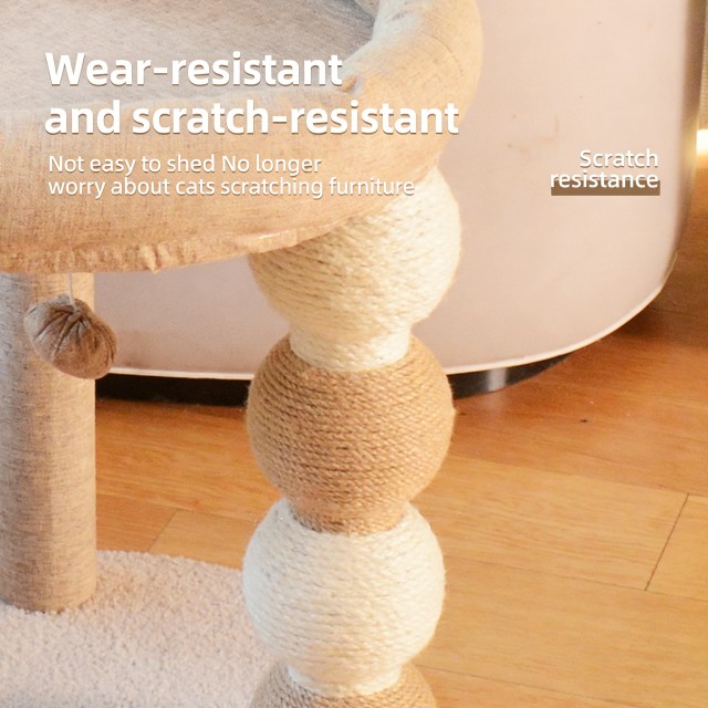 Luxury Sisal Ball ແລະ Plush Nook Cat Tree – Eco Friendly Multi Functional Pet Haven
