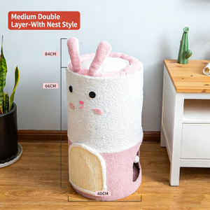 Meduim Lindo Conejo de Doble Capa Barril de Sisal &Aacute;rbol para Gatos con Estilo Nido