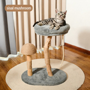 Kratzbaum aus nat&uuml;rlichem Obstholz mit Sisalpilz und abnehmbarem 38 cm Katzenbett – umweltfreundlicher Katzenturm f&uuml;r gro&szlig;e/schwere Katzen