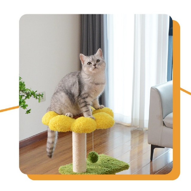 Ay&ccedil;i&ccedil;eği Yaratıcı Kedi Ağacı - Tırmalama Direği ve Rahat Saklanma Yeri Olan &Ccedil;ok Katlı Kedi Apartmanı